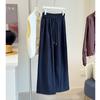 Solid Color Elastic Waist Drawstring Straight Casual Pants Women's Spring and Autumn New Drape Versatile Wide-leg Pants