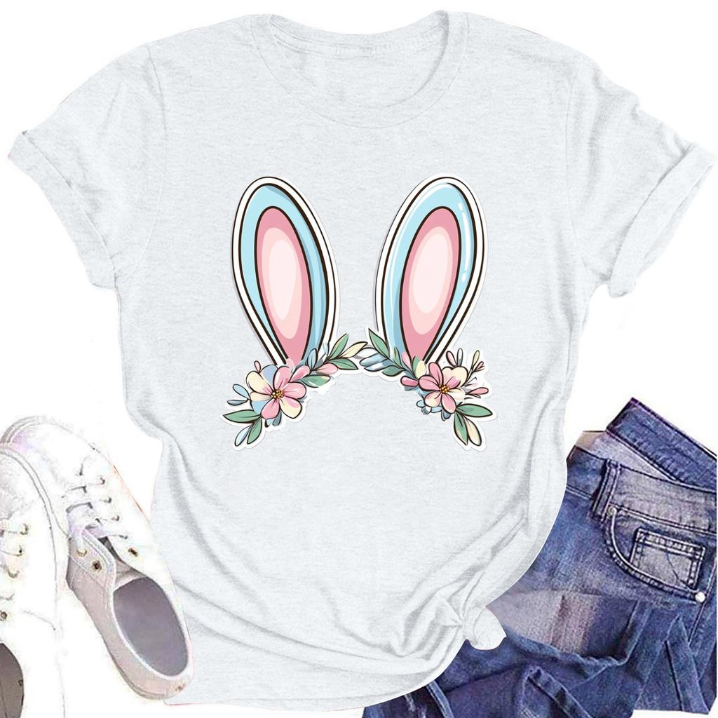 Women's Printed Round Neck Short-sleeved T-shirt Top