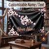 Floral Garden Theme Throw Blanket Custom Name Text Personalized Blanket Soft Cozy Blanket for Home Sofa Bed