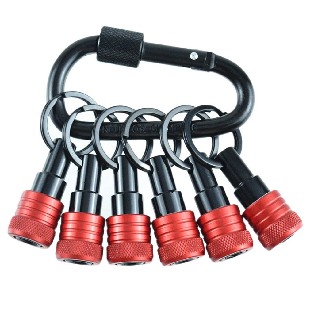 6Pcs Bit Holder Key Chain 1/4inch Portable Drill Holder Carabiner Hook Hex Shank Bit Holsters Quick Changing Bit Holder