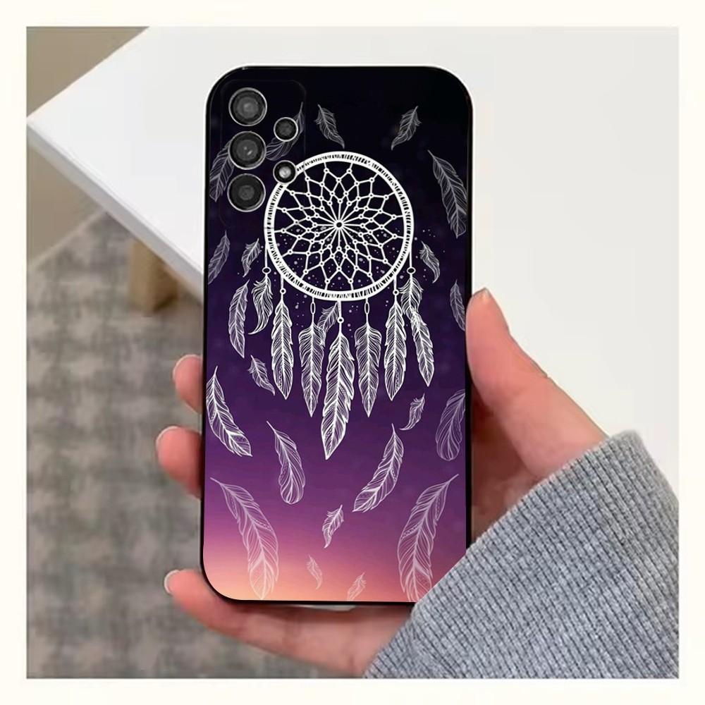 Dreamcatcher Feather Phone Case For Samsung S25,S24,S23,S22,S20,S21,S10,Ultra,Plus,Lite,FE,Soft Silicone Black Cover