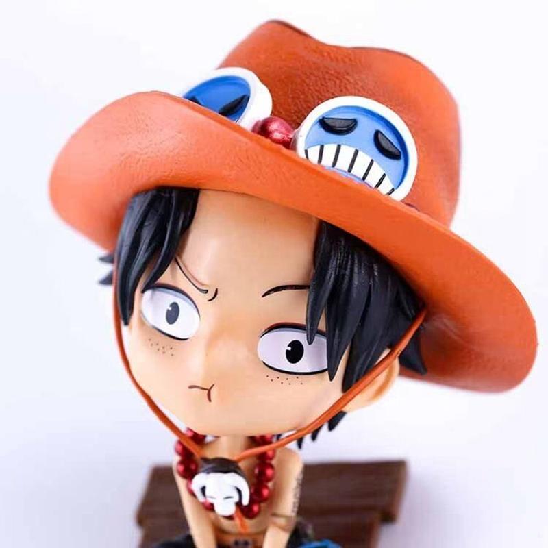 15CM Anime One Piece Sitting Portgas D Ace Cute Q Version Figure Plaything Gift Collection Action Figure Desktop Car Ornament PVC