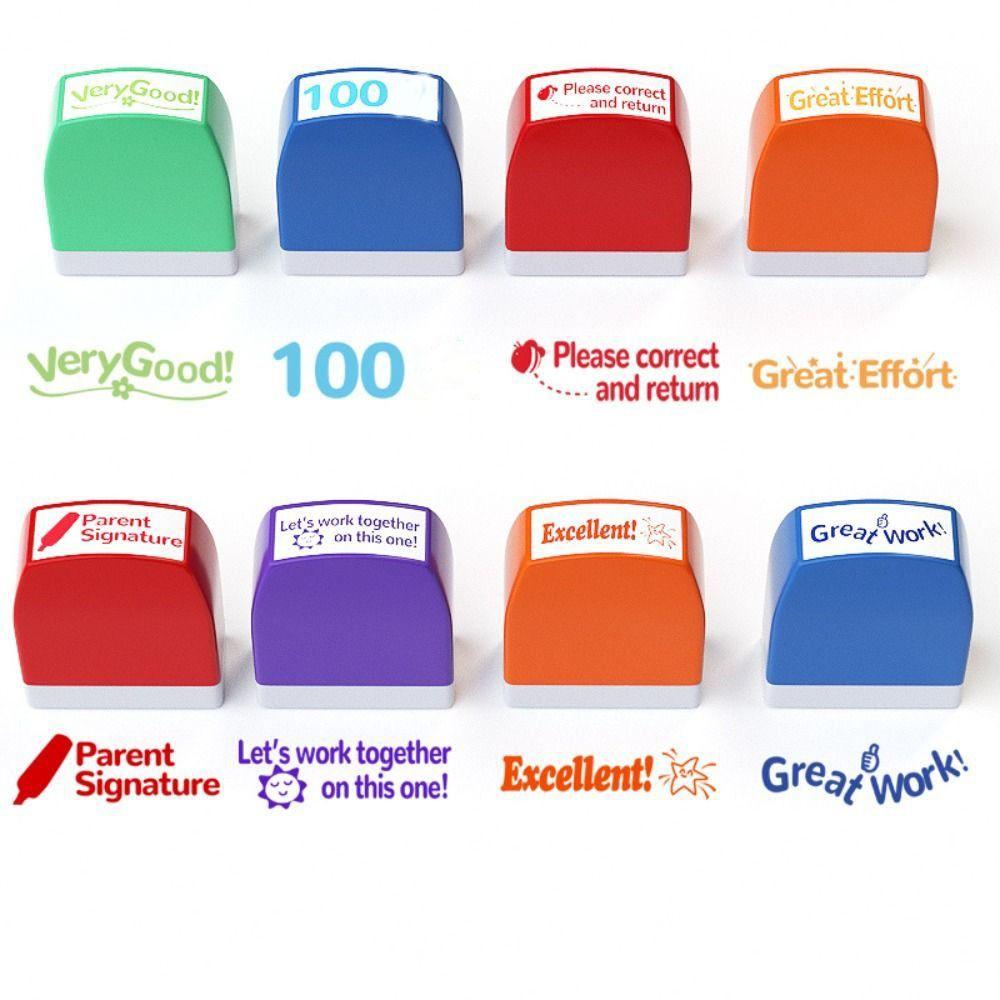 8 Pcs/set 5 Pcs/set Student Praise Teacher Auto-Refilling Stamp Set Teacher Supplies Kids Gifts