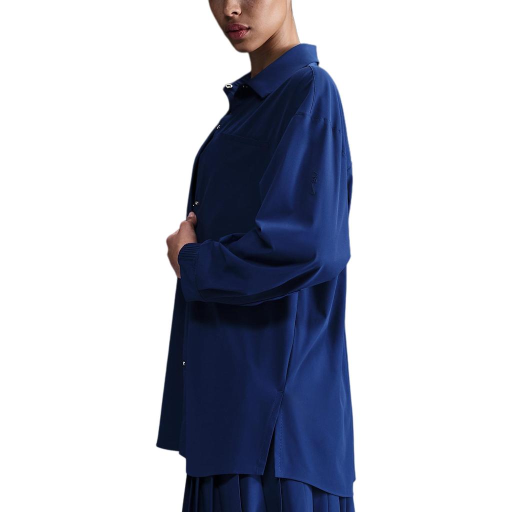 Nike Dri-Fit Оверсайз 24.7 Идеальная Эластичность Повседневная Мода Быстросохнущая Функциональная Рубашка с Длинным Рукавом Женская рубашка Темно-Синий Космический Синий HQ0237455