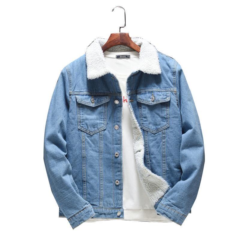 Men Autumn Winter Denim Upset Jacket Vintage Long Sleeve Loose Jeans Coat