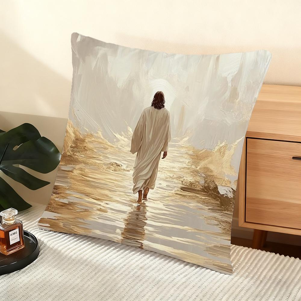 Jesus Cushion Cover Soft Short Plush Pillow Cover Smooth Cozy Texture Aesthetic Cushion Case Home Decor