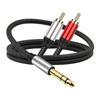 Professional 6.35mm To 2RCA Adapter Cable Excellent Sound Easy Connection 1/4 Inch Male TRS Stereo Plug To RCA Male Cable