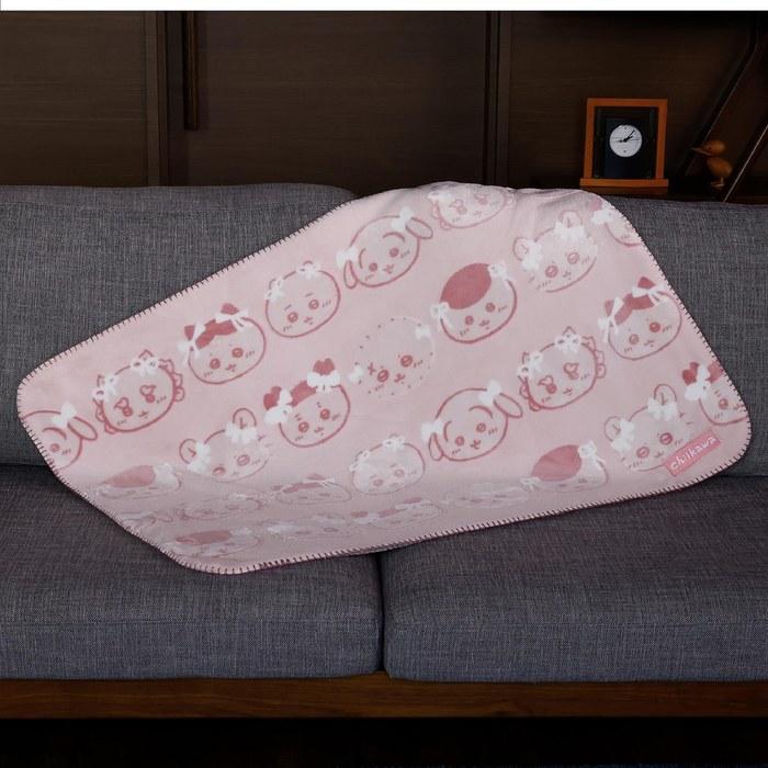 Marushin Knee Blanket Chiikawa Ribbon Ribbon / Pink H70xW100cm. Polyester.