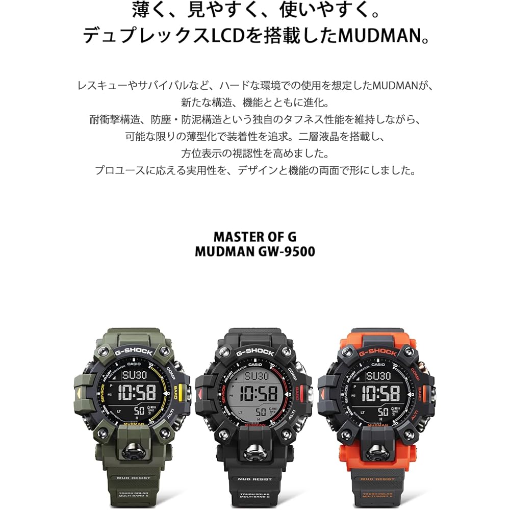 Casio G-Shock Mudman GW-9500-3JF Men's Watch Solar Powered Eco-Friendly Material Khaki