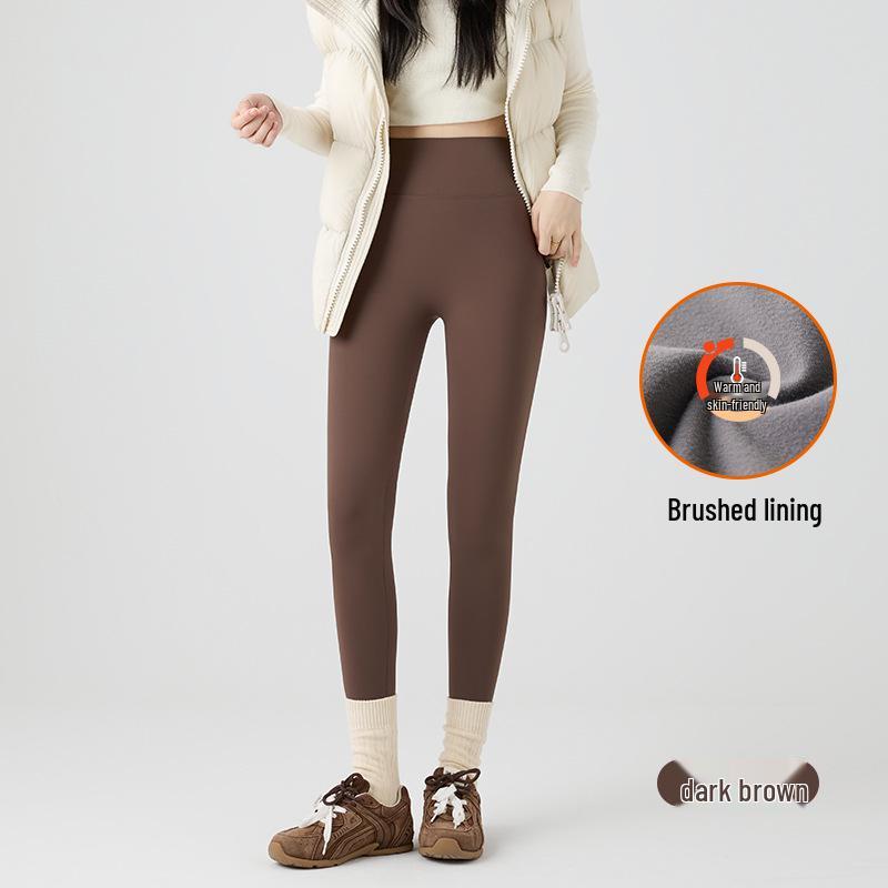 Женские матовые леггинсы для йоги с высокой талией - Плюс бархат, Утягивающие, С начесом для осени/зимы 2025