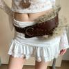 PU Leather Leather Fur Belt Rivet Y2K Waistband Vintage Plush Belt  Dress Decoration