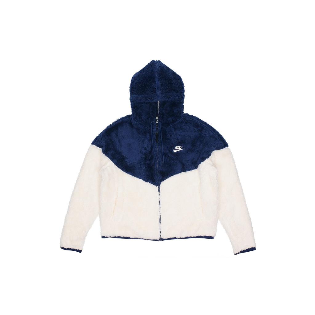 Nike Теплая повседневная плюшевая куртка с капюшоном в стиле колор-блок, женские куртки синего цвета BV5469-492