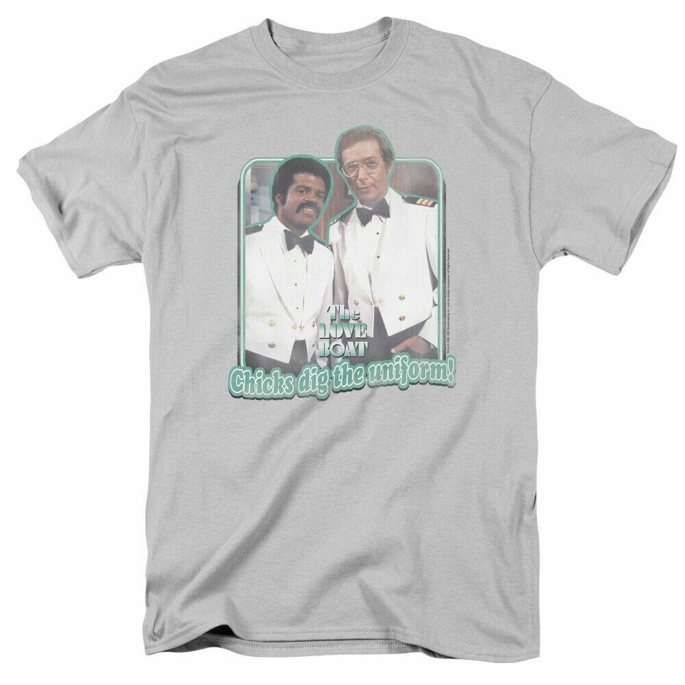 26 The Love Boat Dig The Uniform T Shirt Mens Licensed Classic TV Show Silver Unisex T-Shirt