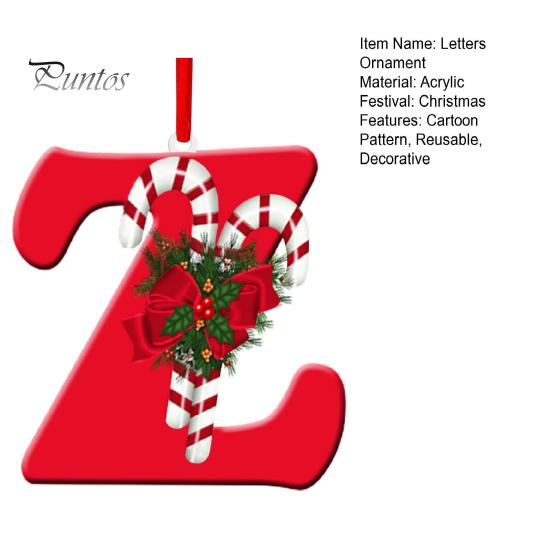 Подвесные украшения красного цвета из 26 букв со шнурком и рождественскими цветочными подвесками Рождественская елка Украшение в виде капли Праздничная вечеринка Новый год Рождество