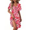 Women's Casual Fashion Dress Vintage Floral Floral Short Sleeve V-neck Dress