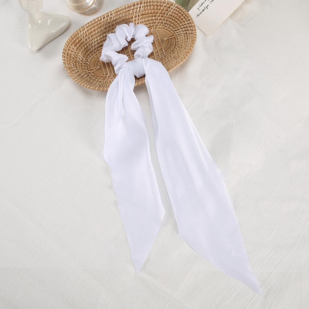 Модные женские резинки-скранчи с лентами, эластичные резинки для волос, бант-шарф, однотонная повязка на голову для девочек, дамские резинки для волос, завязки, аксессуары для волос