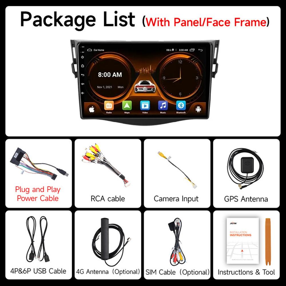 Радио JIUYIN для Toyota RAV4 RAV 4 2005 - 2013 Беспроводной CarPlay Android Auto Автомобильный мультимедийный плеер GPS 2 din автомагнитола