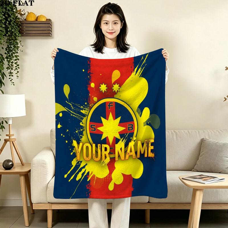 1PC Fcsb Custom Name Patterned Flannel Blanket Suitable For All Seasons for Home Decor Warmth and Comfort Gifts Holiday Gift