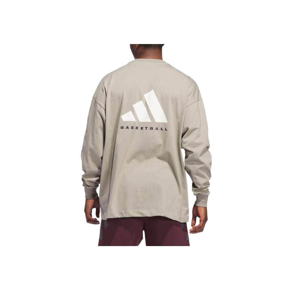 adidas Баскетбол Коллекция 2025 года Глава 02 BB LS Повседневный круглый вырез пуловер длинный рукав футболка унисекс топы светло-кунжутно-серо-коричневый JD6130
