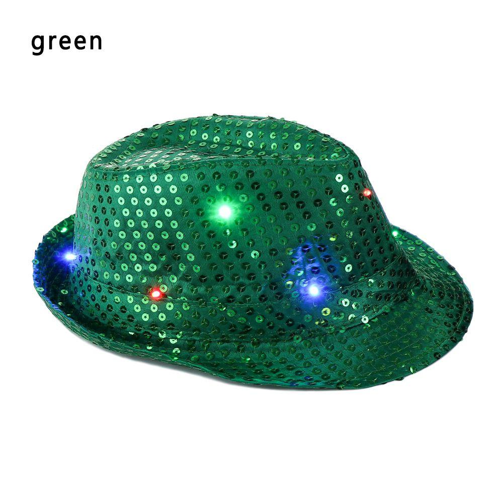 New Fashion Light Up Flashing Panama Cap Jazz Hat Sequin Led Fedora Trilby