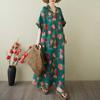 Women's Vintage Long Dress with Cotton and Linen Patterns
