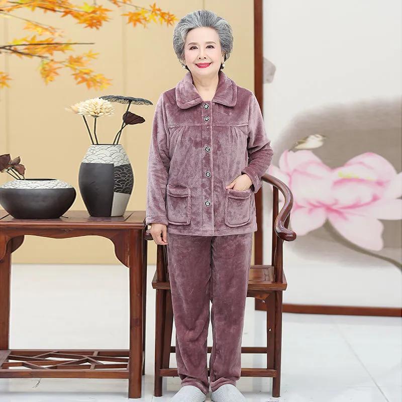 Пижамы, свободные зимние теплые брюки с длинными рукавами, домашний костюм, однотонный повседневный комплект из двух предметов
