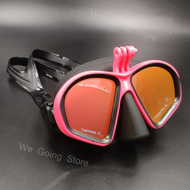 Mirror Lens Professional Scuba Diving Mask Snorkelling Set for Adults Dive Swim Underwater Glasses Mask with Mount for GoPro