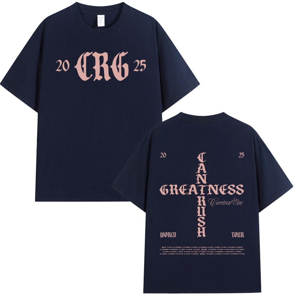 Футболка Central Cee CAN'T RUSH GREATNESS World Tour 2025 для мужчин и женщин, модная хип-хоп футболка, летняя, 100% хлопок, свободный крой.