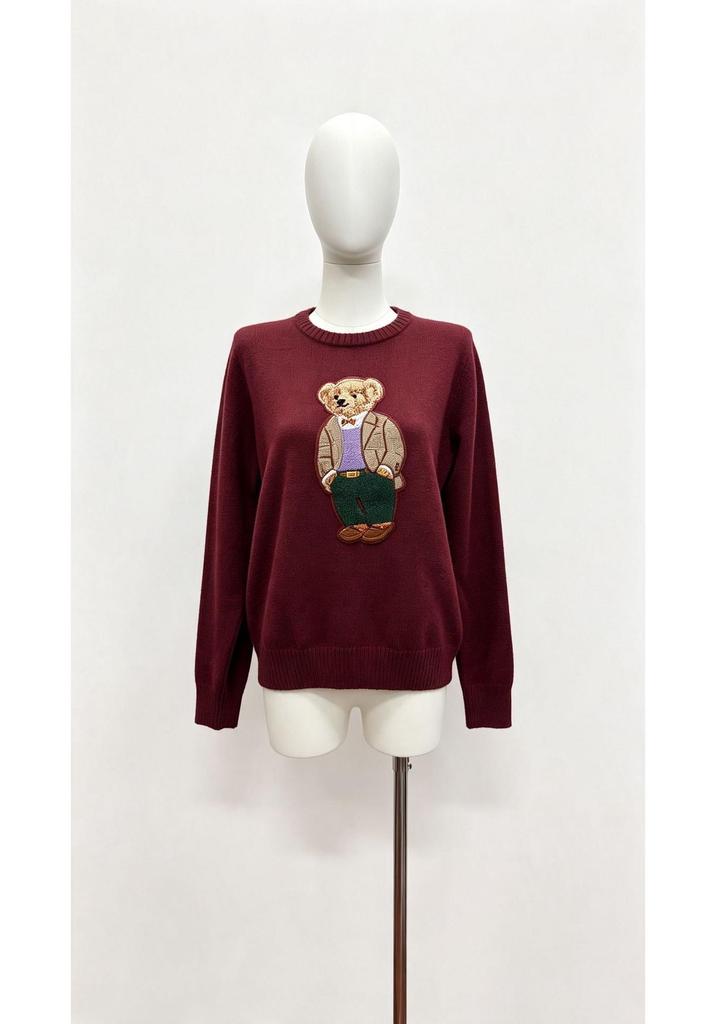 2026 Autumn/Winter Women's Casual Academy Style Bear Sweater