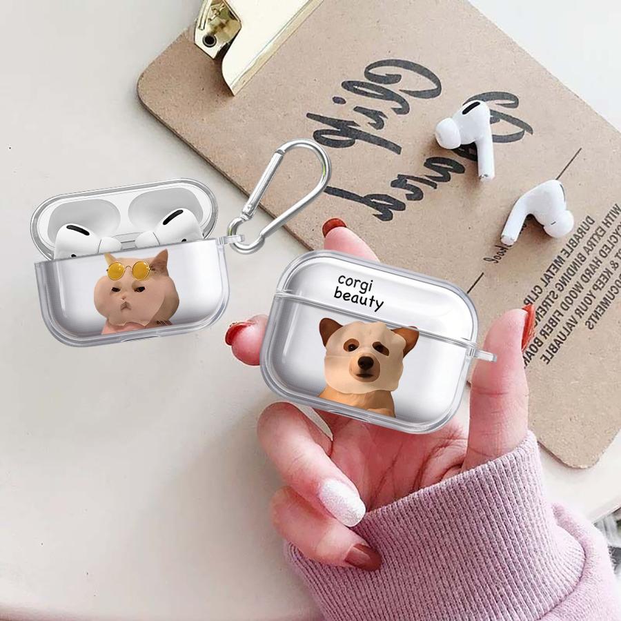 Прозрачные Чехлы для Наушников Чехол Для Airpods Pro2 2 Pro3 4 Pro 3 1 Забавный Рисунок Кошки Собаки