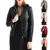 Women's Leather Jacket Hooded Fall And Winter Short Jacket Warm Casual Jacket