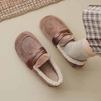 2023 зимние женские плюшевые теплые туфли на плоской подошве, зимние ботинки, ретро стиль, для карьеры, офиса, улицы, туфли Мэри Джейн, женские повседневные лоферы