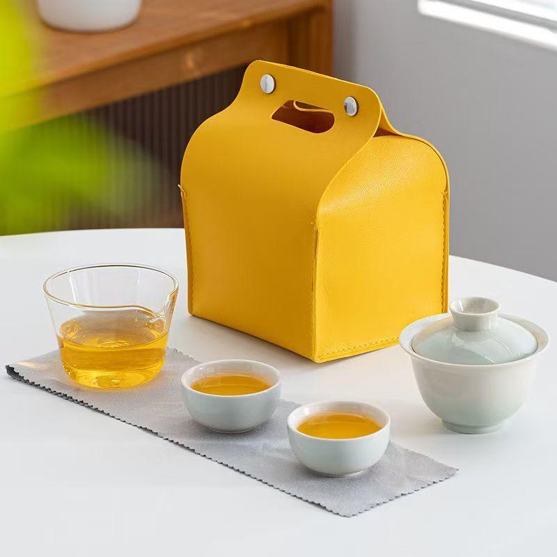 Kiln change travel tea set cover bowl set home office tea ceramic portable express cup business souvenir