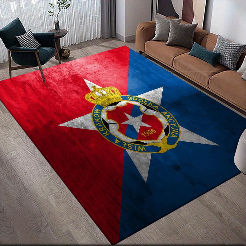 Red Star Belgrade Flannel Pattern Square Carpet,Area Rug,Carpet Rug for Living Room Bedroom Sofa Playroom Decor,Non-slip Floor Mat