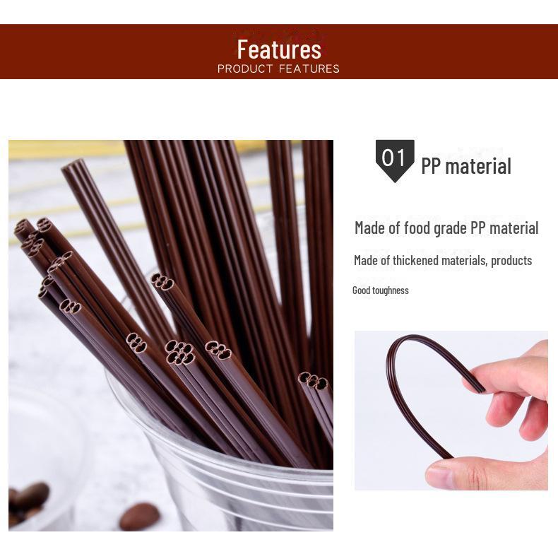 Разлагаемая трубочка для помешивания кофе из PLA, с тремя отверстиями, одноразовая для горячих напитков и чая с молоком