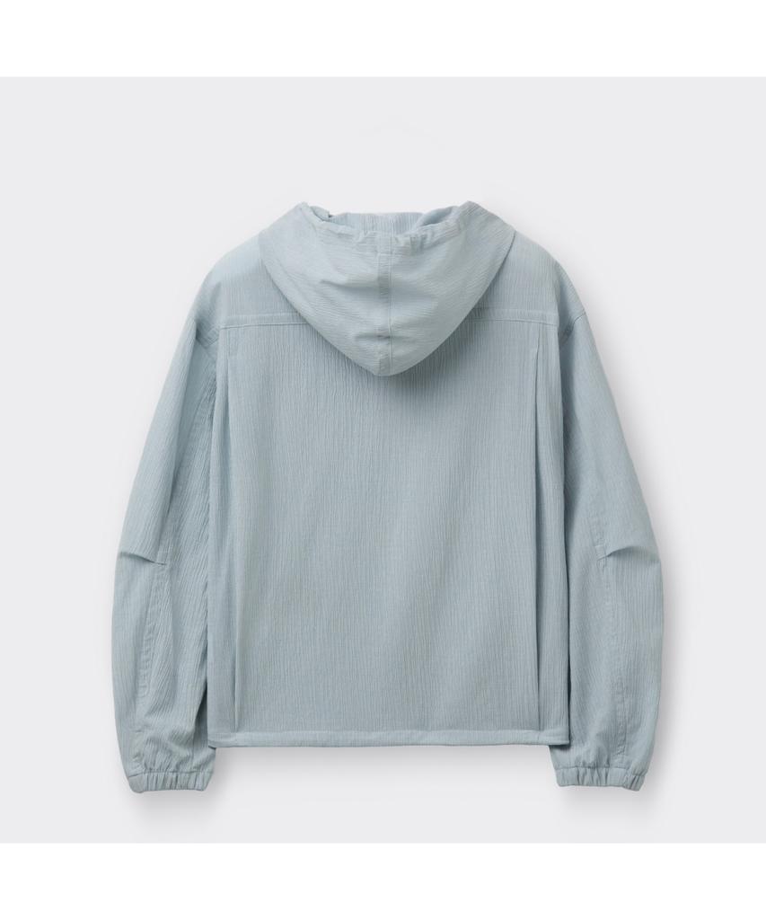 Customellow [Online Only] Gray Crinkled Hood Zip Jacket Cquam26211Gyx
