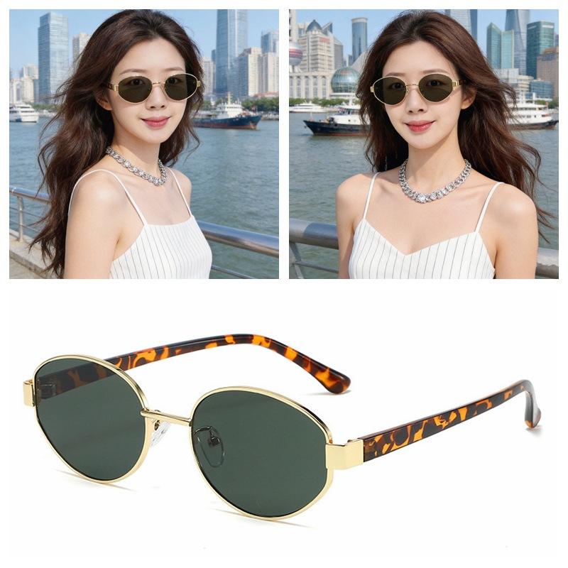 Retro Money Style Metal Oval Sunglasses Women 2026 New Sunscreen UV Protection Hong Kong