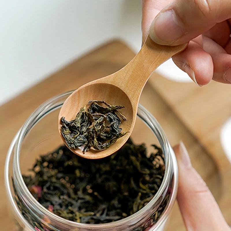 2 шт. Маленькая деревянная ложка-совок с короткой ручкой, деревянная мерная ложка для соли, сахара, специй, чая, мини-ложка для сухого молока, кухонные гаджеты