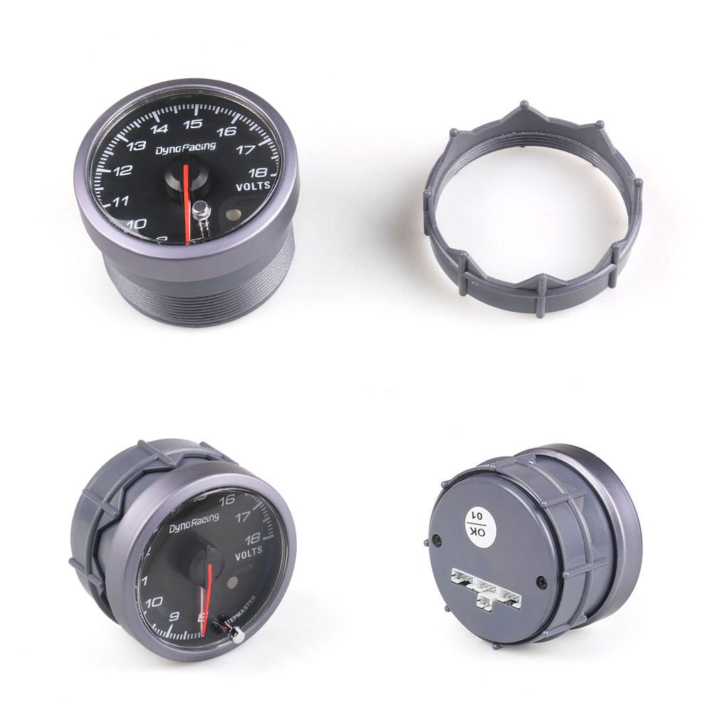Dynoracing 60MM Voltage Gauge Black Face Voltmeter with Amber & White Lighting 8-18V Car Meter