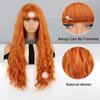 LISI HAIR Orange Color Women Fashion Long Wavy Wig with Bangs Synthetic Fiber Women Daily Wear Cosplay Wavy Wig