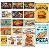 Sandwiches Dlicious Burgers Pizza Hot Dog Fast Food Metal Signs, Retro Wall Decor for Home Kitchen Restaurant Bar 12x8 Inch