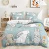 Cartoon Rabbit Duvet Cover Easter Bedding Set Animals Pattern Festival Celebrate Comforter Cover Set Twin For Girl Nursery Child
