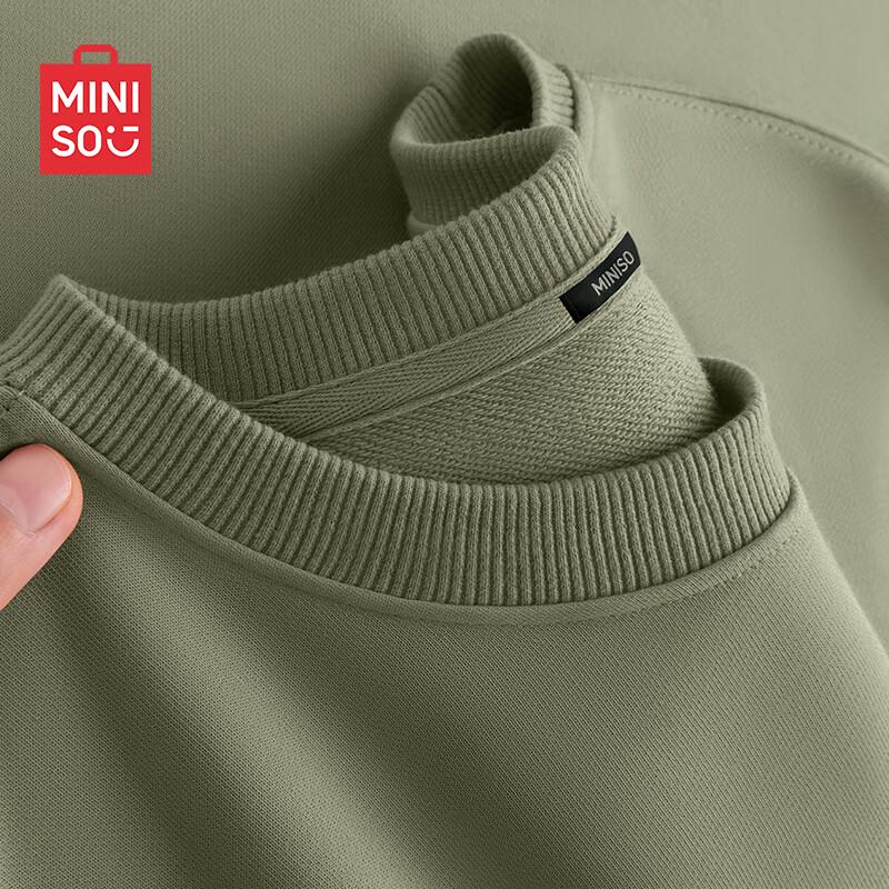 MINISO Men's Solid Color Crewneck Pullover Sweatshirt