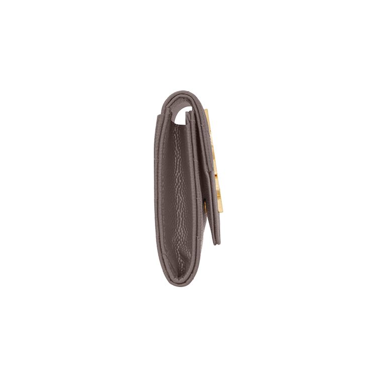 Saint Laurent Ysl Cassandre Металлическая Буквенная Логотип Короткий Кошелек-Конверт из Кожи на Кнопке-Застежке Женский Кошелек Серый 414404-BOW0J-1202