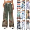Women's Fashion Loose Drawstring Closed Waist Print Casual Sports Pants Casual Pants