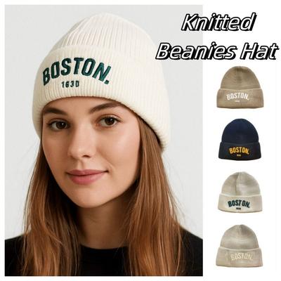 Сохраняющая тепло зимняя шапка-пуловер с надписью, вязаная холодная шапка, винтажная шерстяная шапка-бини, аксессуары для одежды