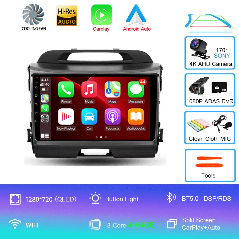 Для KIA Sportage 3 2010-2015 2016 Автомагнитола Android 14 Беспроводной CarPlay Auto 4G+WIFI Мультимедийный Видеоплеер GPS 2din Автомагнитола