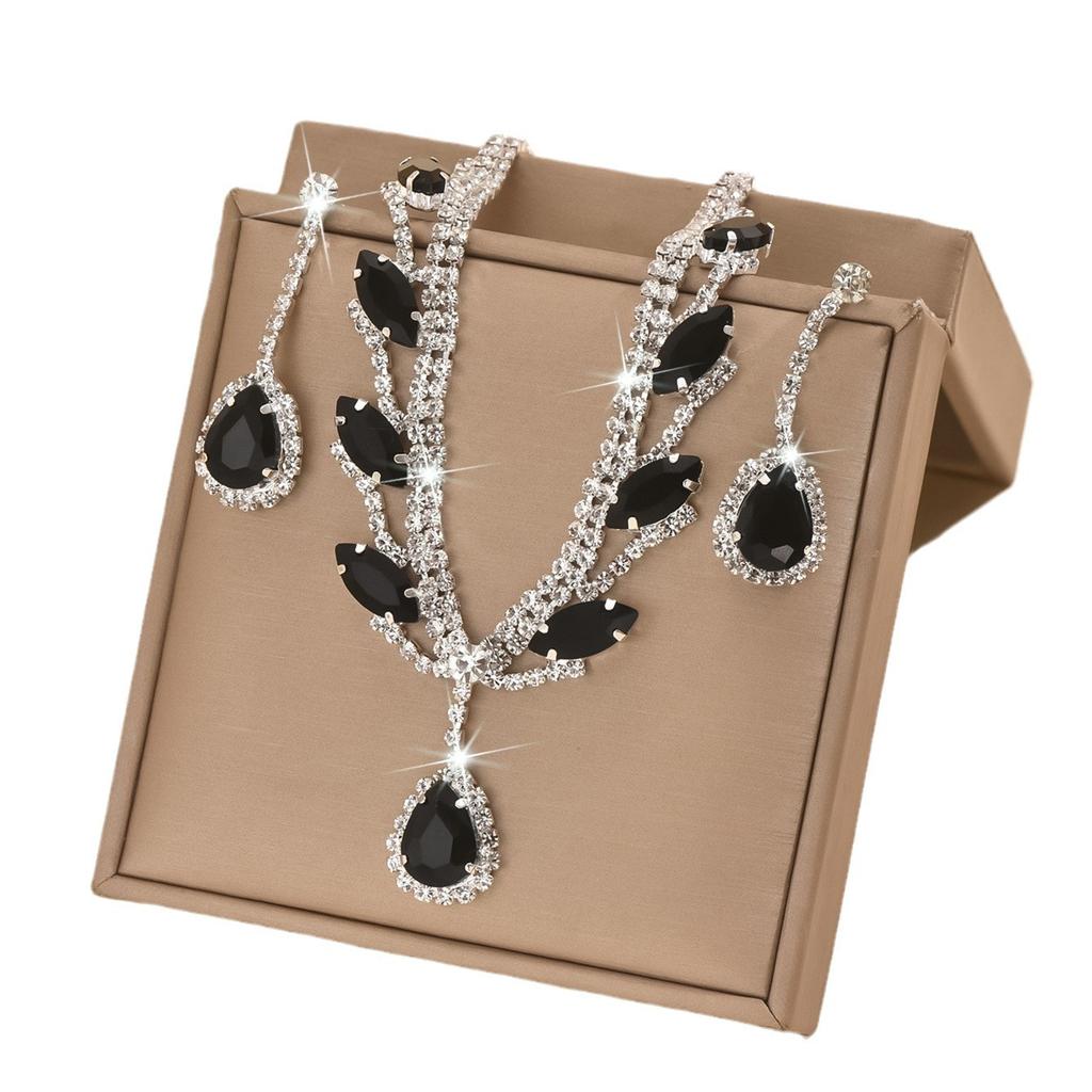 Luxury Flash Diamond Super Beautiful Necklace Earrings Set Jewelry Set