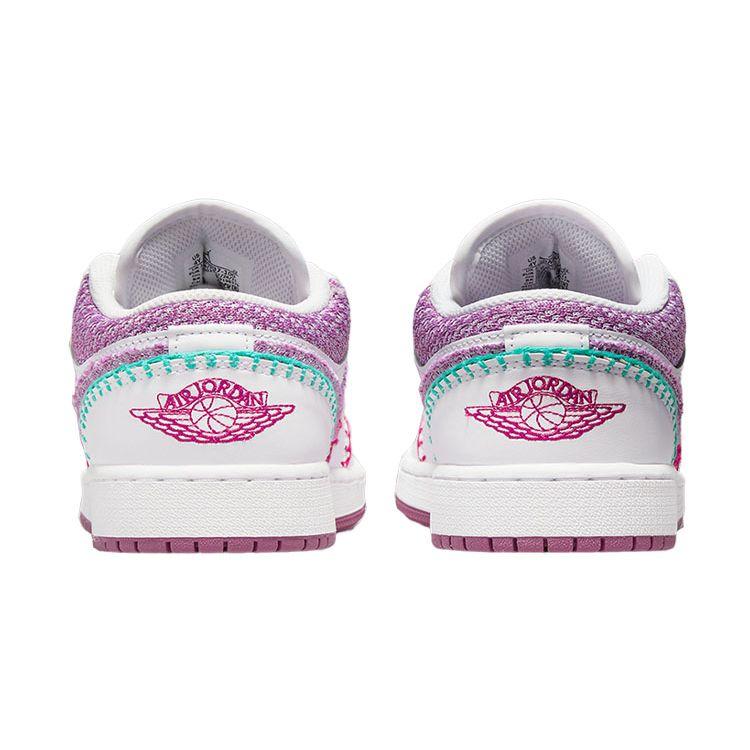 Air Jordan 1 Low SE GS Knit Kids Sneakers White Rush-Pink Washed-Teal DM9037-100