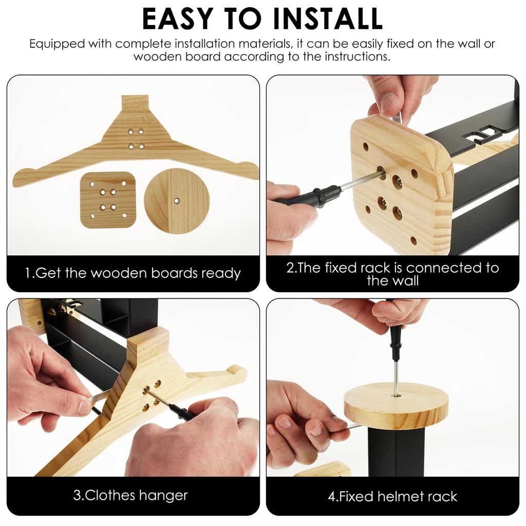 Wall Mount Motorcycle Helmet Holder Wood Coat Hats Display Hanger Bike Motorcycle Helmet Storage Plate Rack Accessories